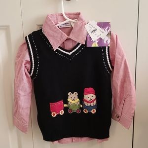 Boys button down shirt and sweater vest set